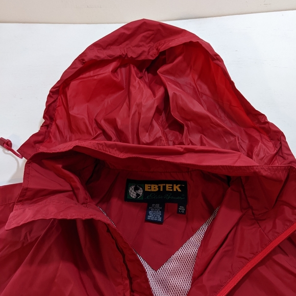Eddie Bauer Ebtek Large Red Full Zip Hooded Wind Breaker. - Picture 4 of 7